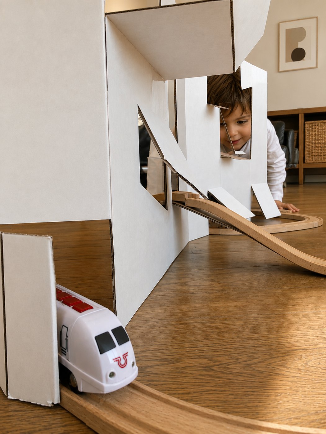 Children building and creating with simple adaptable materials
