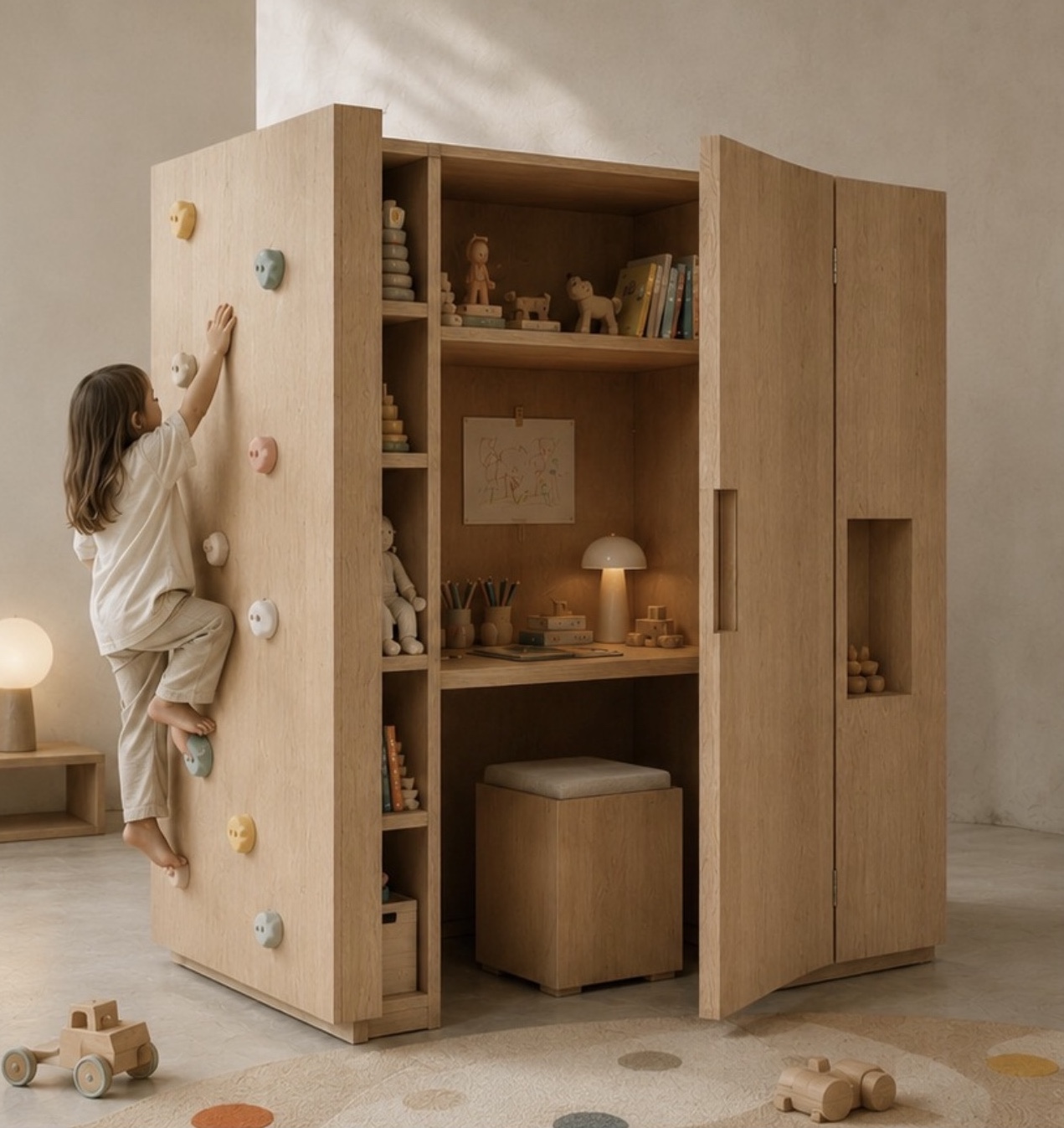 A habitable furniture unit designed for children's play and order